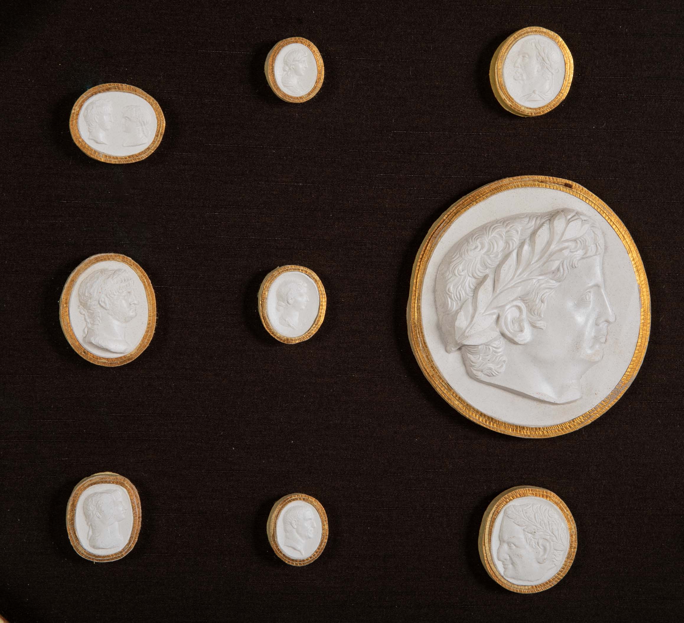 Octagonally Framed Italian Grand Tour Plaster Intaglios