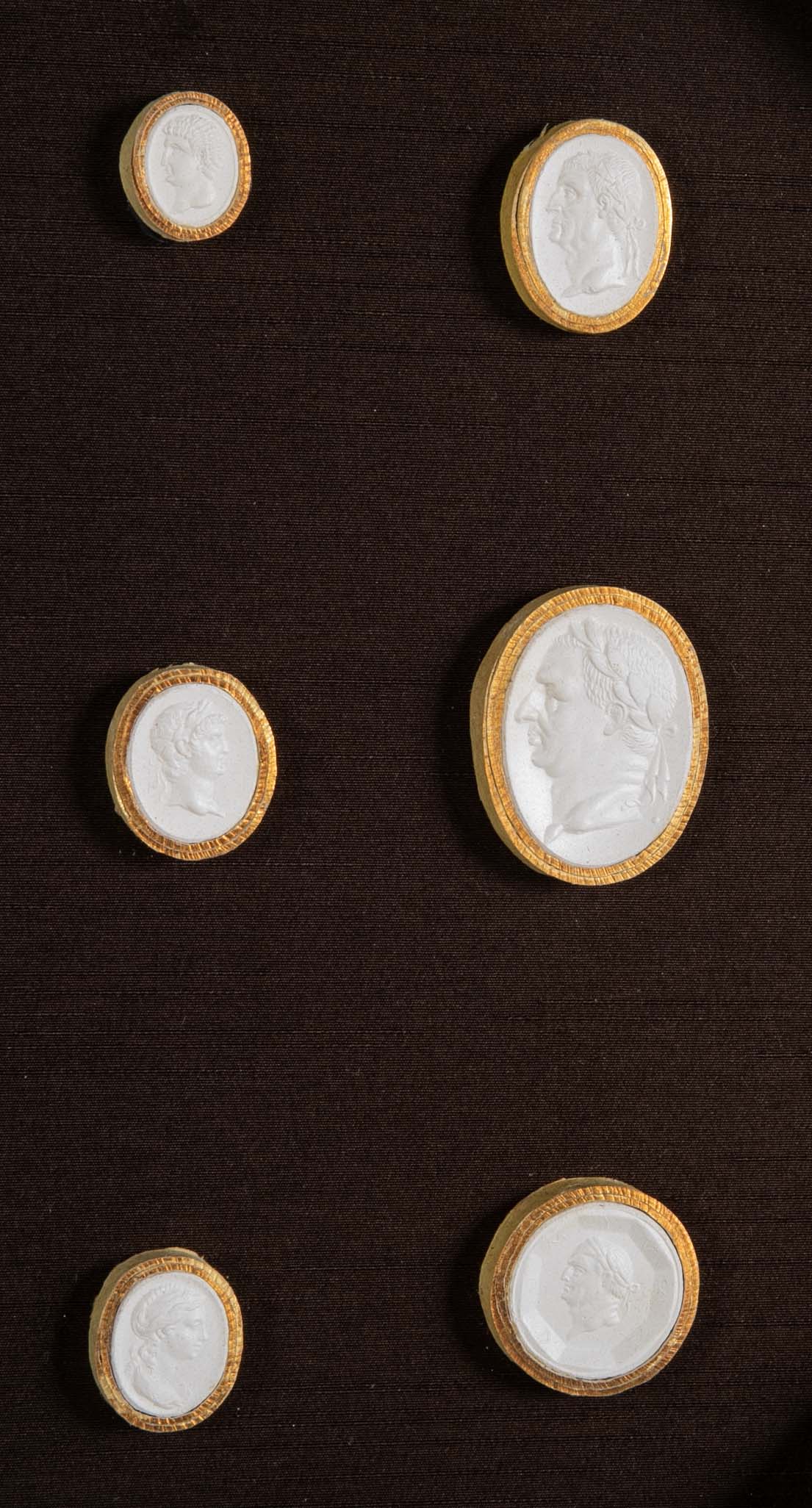 Octagonally Framed Italian Grand Tour Plaster Intaglios