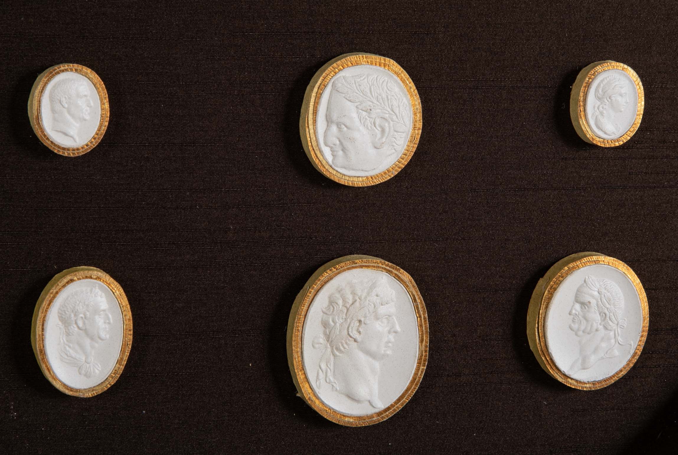 Octagonally Framed Italian Grand Tour Plaster Intaglios