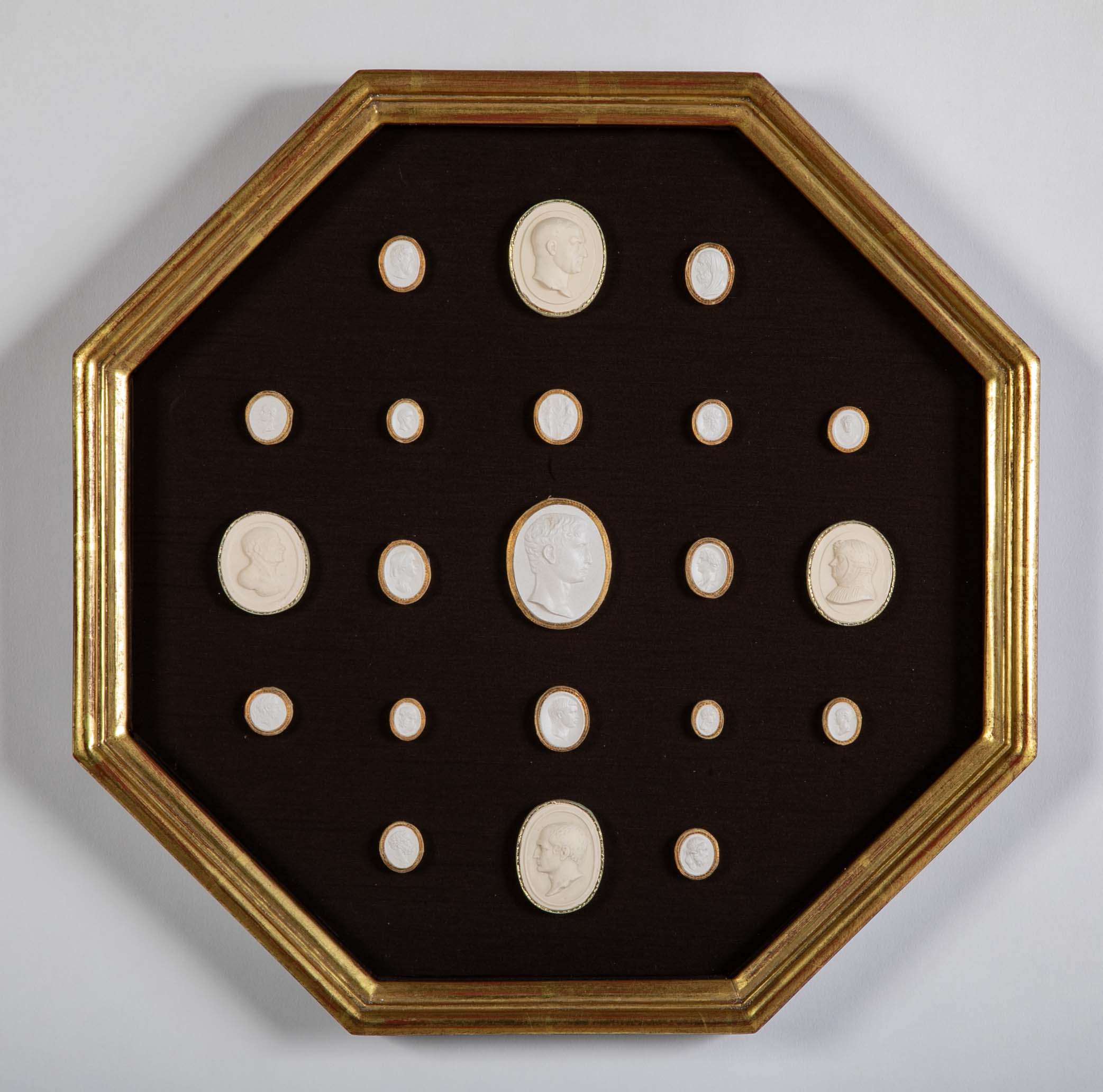 Octagonally Framed Italian Grand Tour Plaster Intaglios