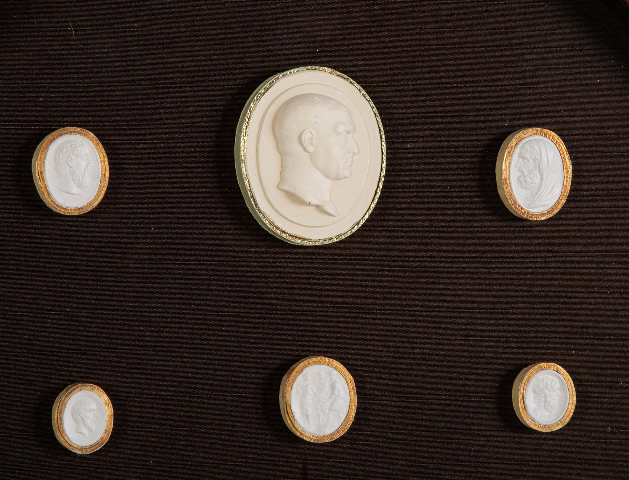 Octagonally Framed Italian Grand Tour Plaster Intaglios