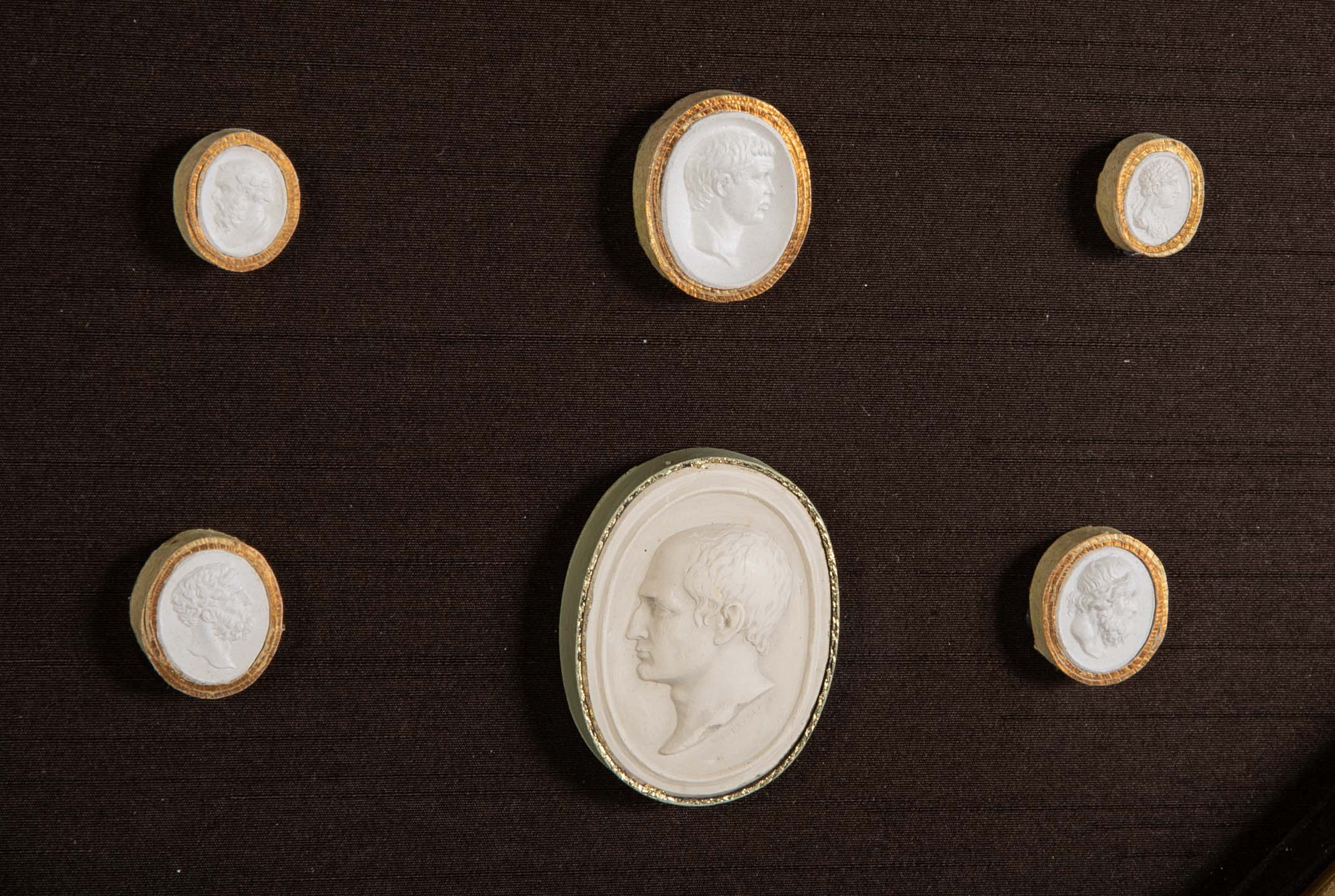 Octagonally Framed Italian Grand Tour Plaster Intaglios