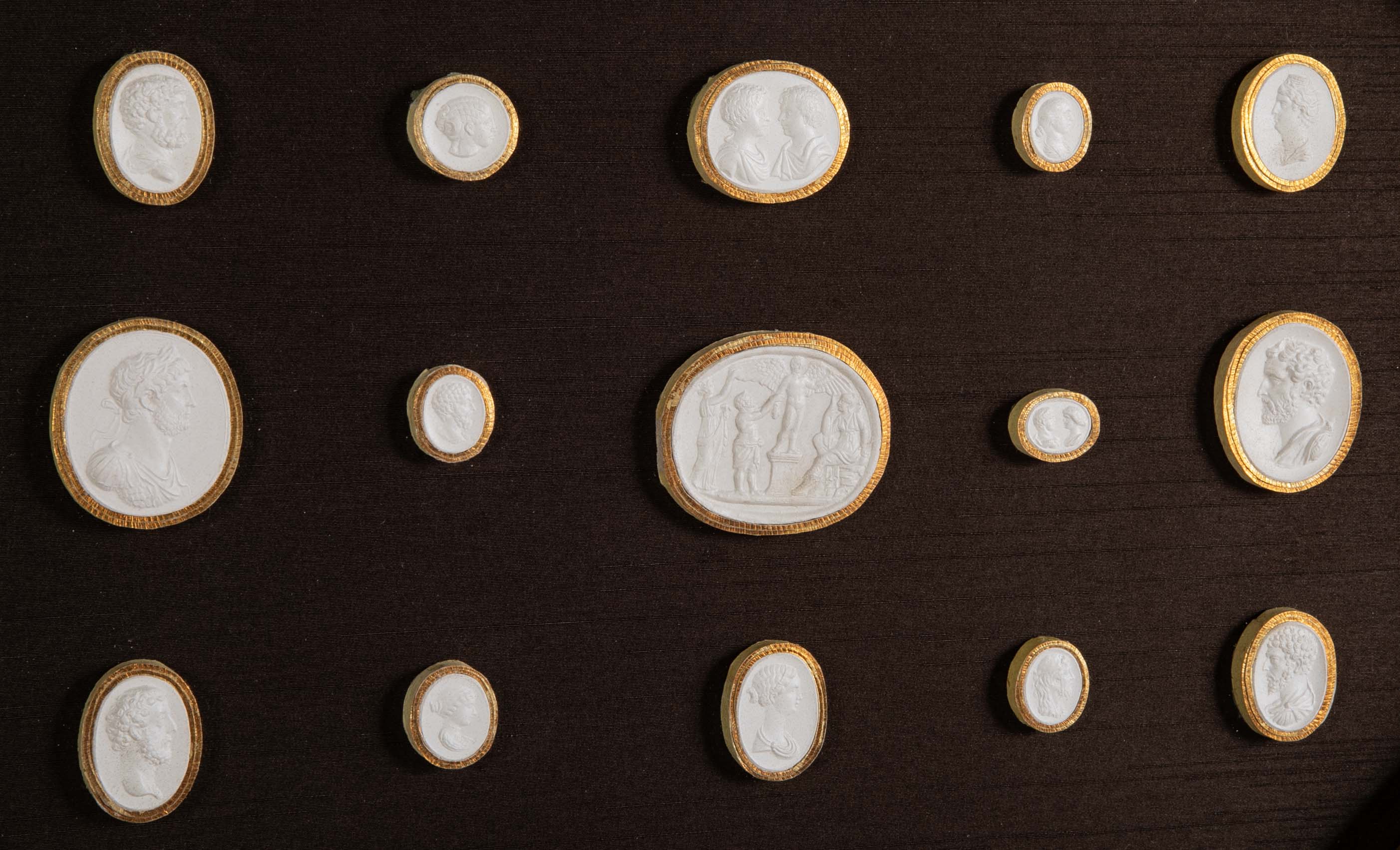 Octagonally Framed Italian Grand Tour Plaster Intaglios