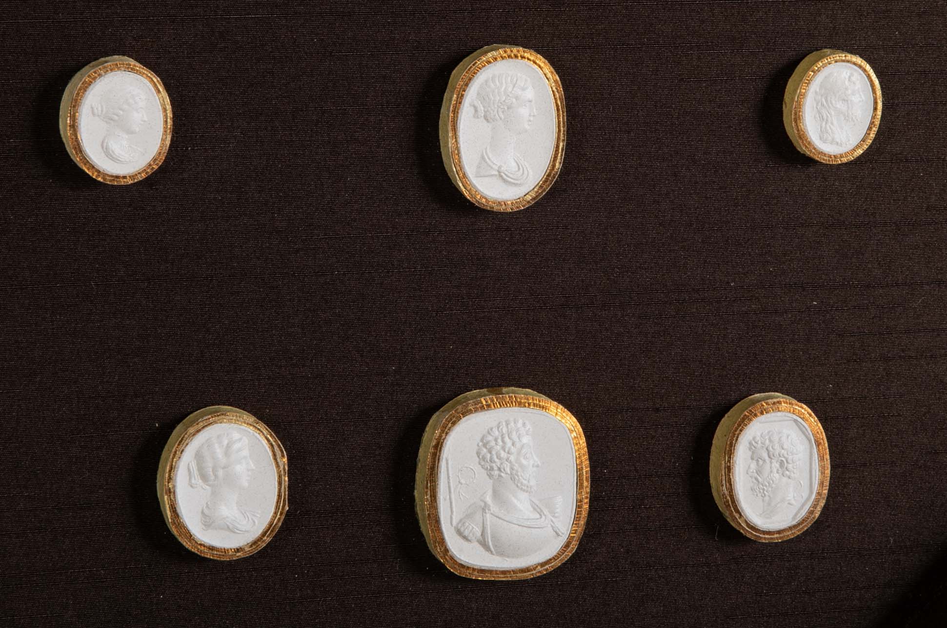 Octagonally Framed Italian Grand Tour Plaster Intaglios