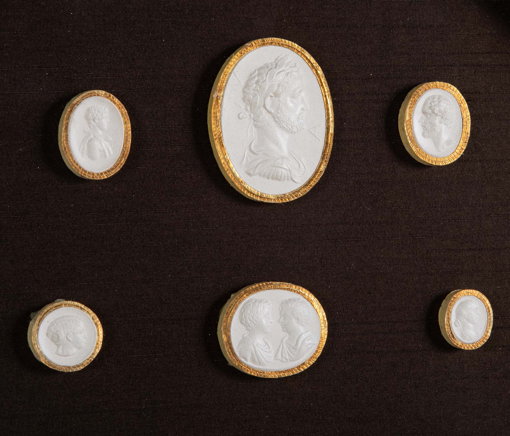 Octagonally Framed Italian Grand Tour Plaster Intaglios