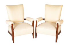 Pair of Mahogany Open Armchairs Attributed to Dominique