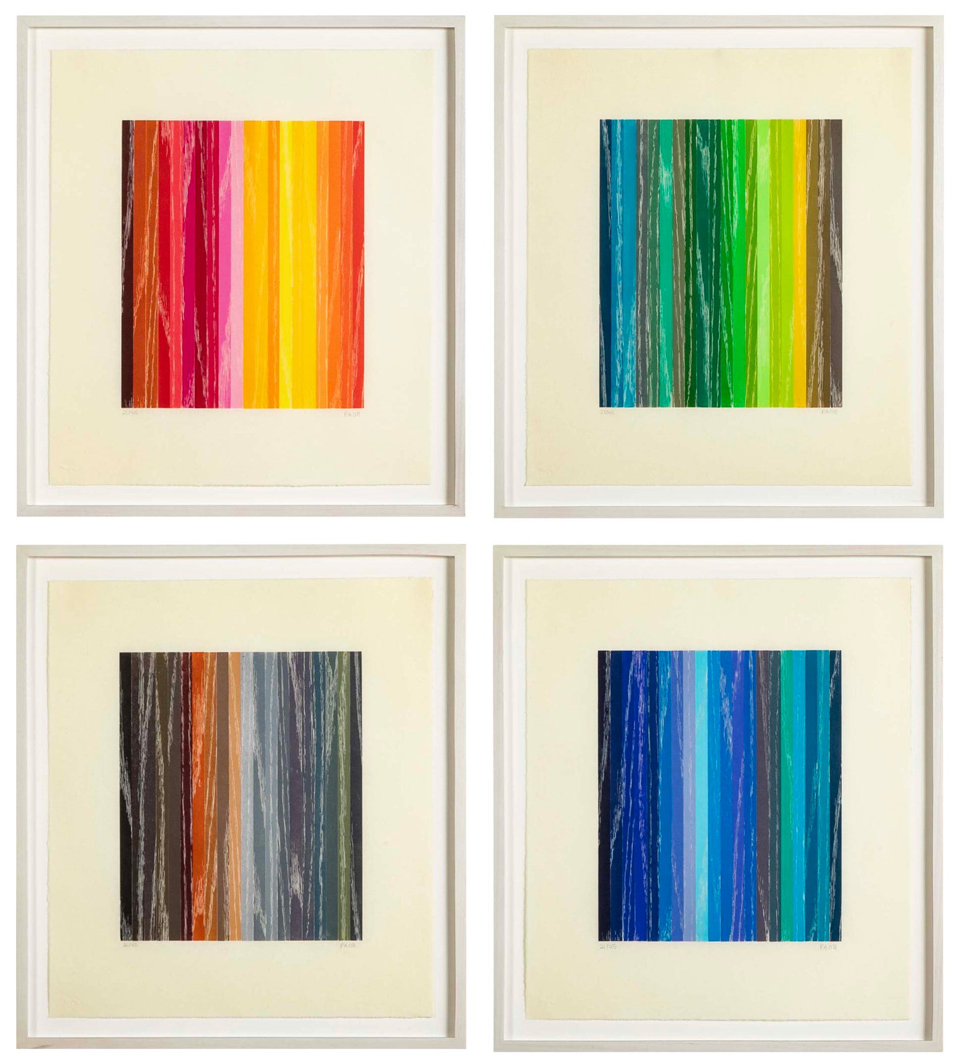 Set of 4 Color Woodcuts by American Contemporary Artist Polly Apfelbaum
