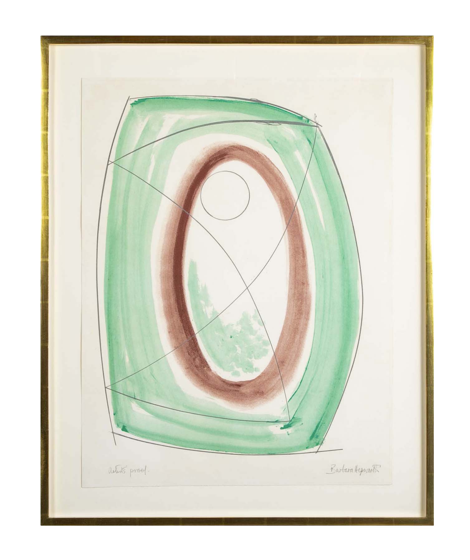 "November Green - Opposing Forms" Serigraph in Colors by J. Barbara Hepworth