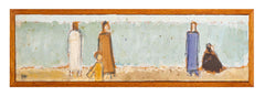 Johannes Hofmeister "Figures by the Ocean" Pencil & Oil on Compoboard