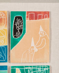 "Scratch Music" Set of 9 Woodcuts in Colors by Robin Winters
