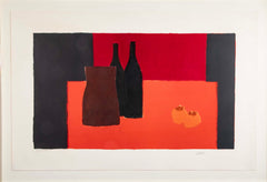 "Grande Nature Morte Rouge et Noir aux Kakis" Lithograph in Colors by Bernard Cathelin