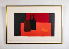 "Grande Nature Morte Rouge et Noir aux Kakis" Lithograph in Colors by Bernard Cathelin