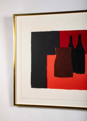 "Grande Nature Morte Rouge et Noir aux Kakis" Lithograph in Colors by Bernard Cathelin