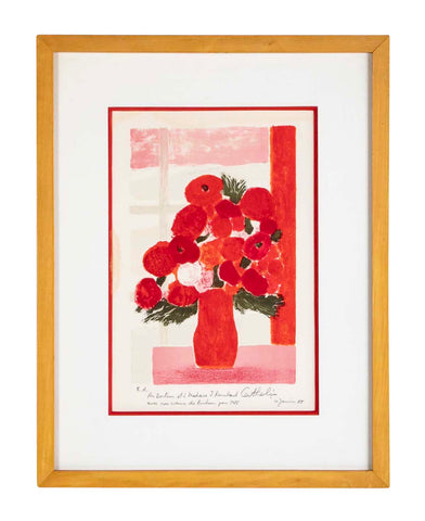 "Bouquet of Flowers" Lithograph by Bernard Cathelin