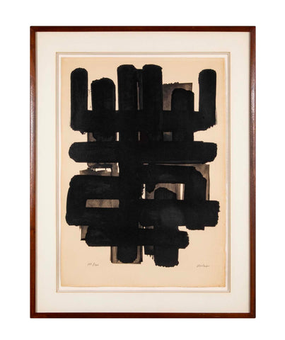 "Lithographie No. 3" by French Artist Pierre Soulages