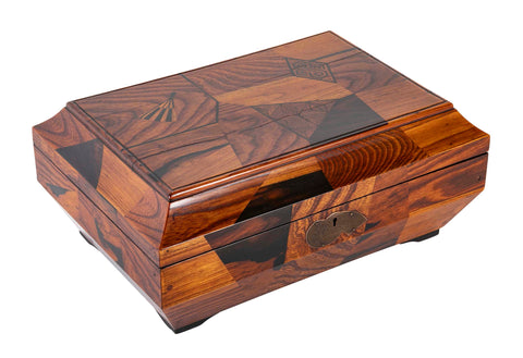Japanese Sarcophagus Form Parquetry Inlaid Work Box