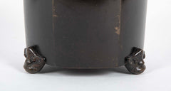 Japanese Mixed Metal Double Handled Vase with Silver Wire Inlay