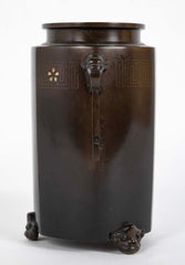 Japanese Mixed Metal Double Handled Vase with Silver Wire Inlay