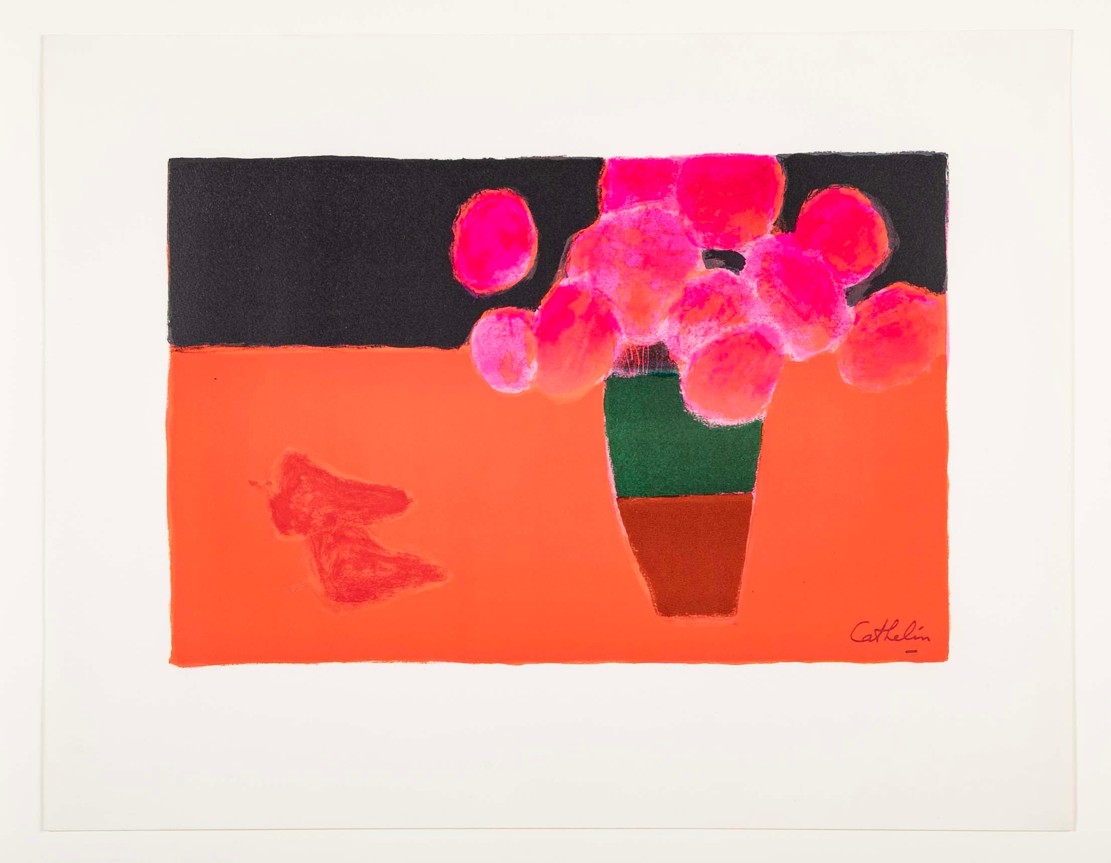Bernard Cathelin "Bouquet de Roses Au Vase de Moustiers 2" Lithograph