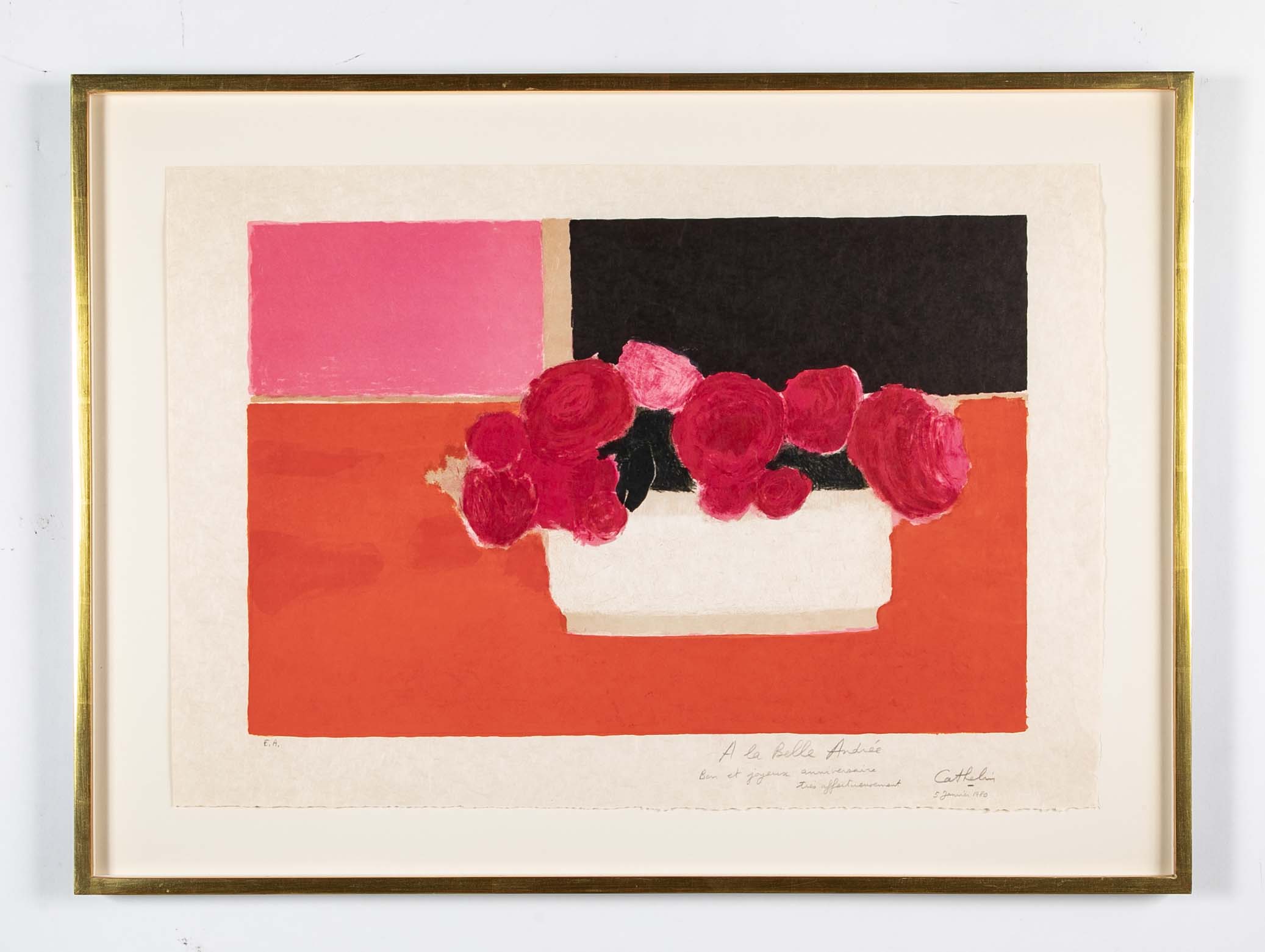A Bernard Cathelin Lithograph "Hortensias et Poivrons"