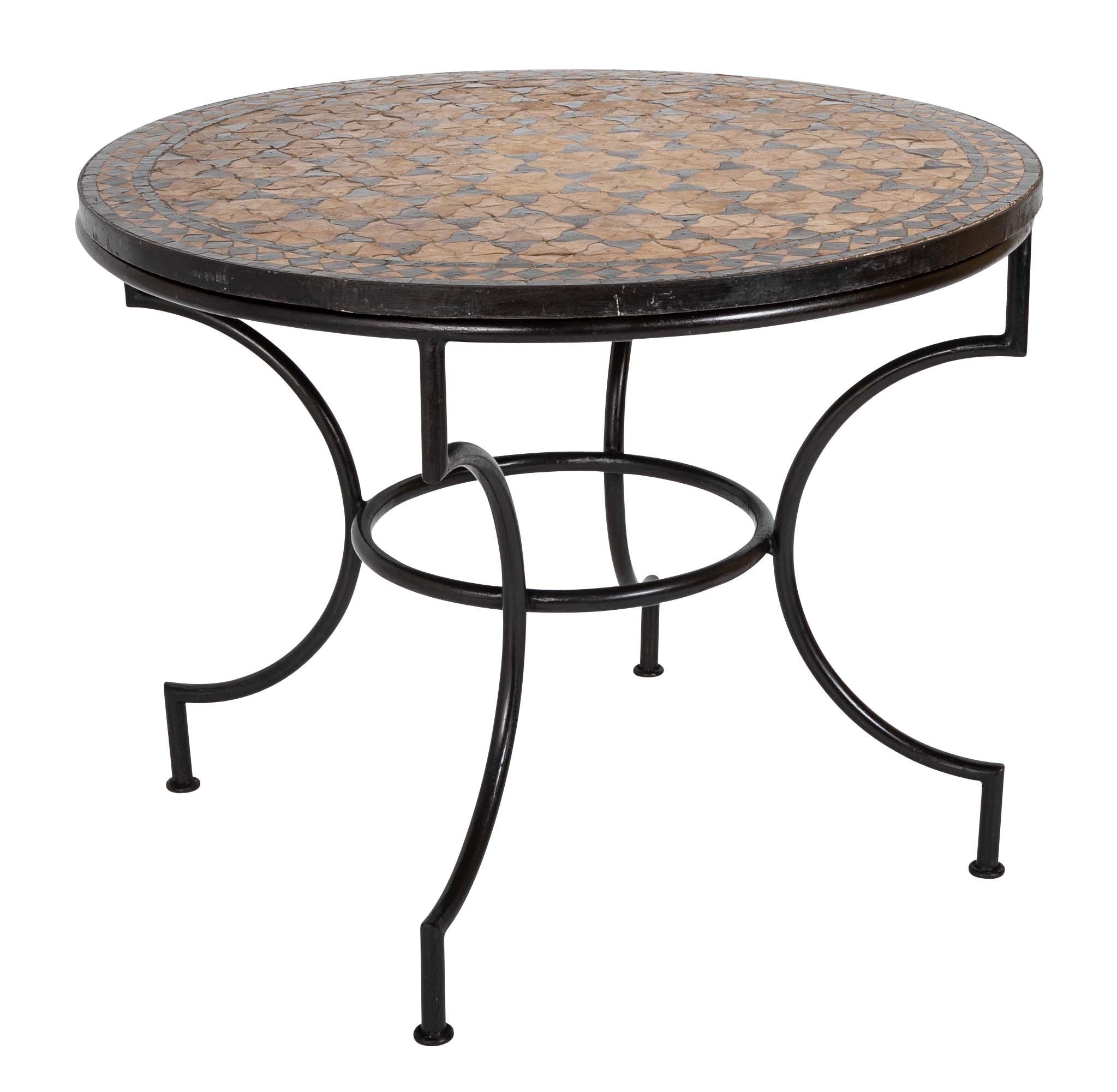 Round Steel Base Table with Mosaic Top