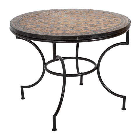 Round Steel Base Table with Mosaic Top