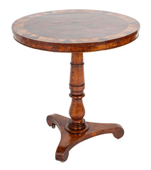 19th Century Irish Round Oak Specimen Table with Central Burr Oak Top