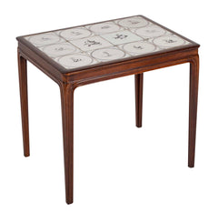 Frits Henningson Coffee Table in Mahogany with Tile Top Displaying Animals