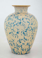 An American Terracotta Vase of Cobalt Blue Dash Design Over Tan Ground by Norweta