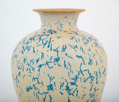 An American Terracotta Vase of Cobalt Blue Dash Design Over Tan Ground by Norweta