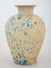 An American Terracotta Vase of Cobalt Blue Dash Design Over Tan Ground by Norweta