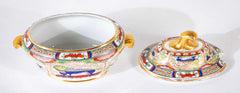 Pair of Worcester "Dragons in Compartments" Covered Sauce Tureens