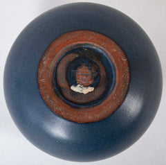 Blue Glazed Marblehead Pottery Low Squat Vase