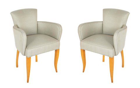 Pair of Jean Pascaud Upholstered Armchairs