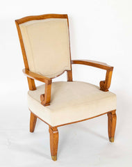 Pair of Jules Leleu Waxed Oak Armchairs