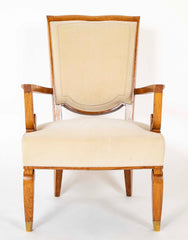Pair of Jules Leleu Waxed Oak Armchairs