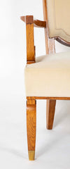 Pair of Jules Leleu Waxed Oak Armchairs