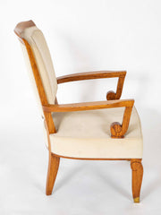 Pair of Jules Leleu Waxed Oak Armchairs