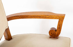 Pair of Jules Leleu Waxed Oak Armchairs