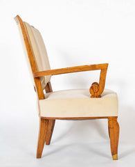 Pair of Jules Leleu Waxed Oak Armchairs