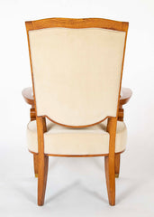Pair of Jules Leleu Waxed Oak Armchairs