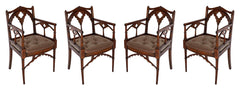 Set of Four Mid 19th Century English Gothic Revival Armchairs