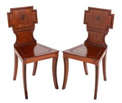 Pair of English Regency Period Mahogany Hall Chairs
