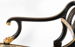 A Pair of Regency Style Ebonized and Parcel Gilt Armchairs
