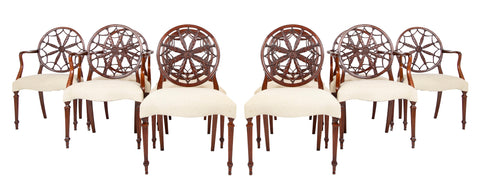 Set of 12 George III Style Mahogany Wheelback Chairs