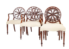 Set of 12 George III Style Mahogany Wheelback Chairs
