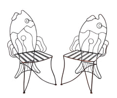 Pair of Black Painted Iron Chairs After John B. Salterini