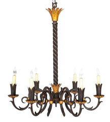 Gilbert Poillerat Designed Wrought Iron & Gilt Metal Chandelier