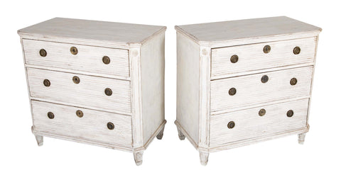 Pair of Gustavian Painted Chests of Drawers