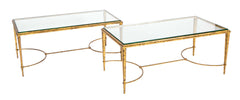 Pair of Gilt Iron & Glass Top Coffee Tables in the Style of Maison Jansen